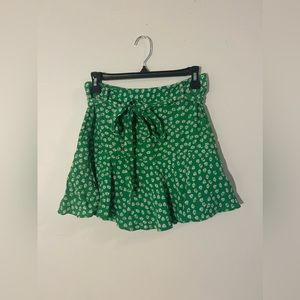 floral green mini skirt